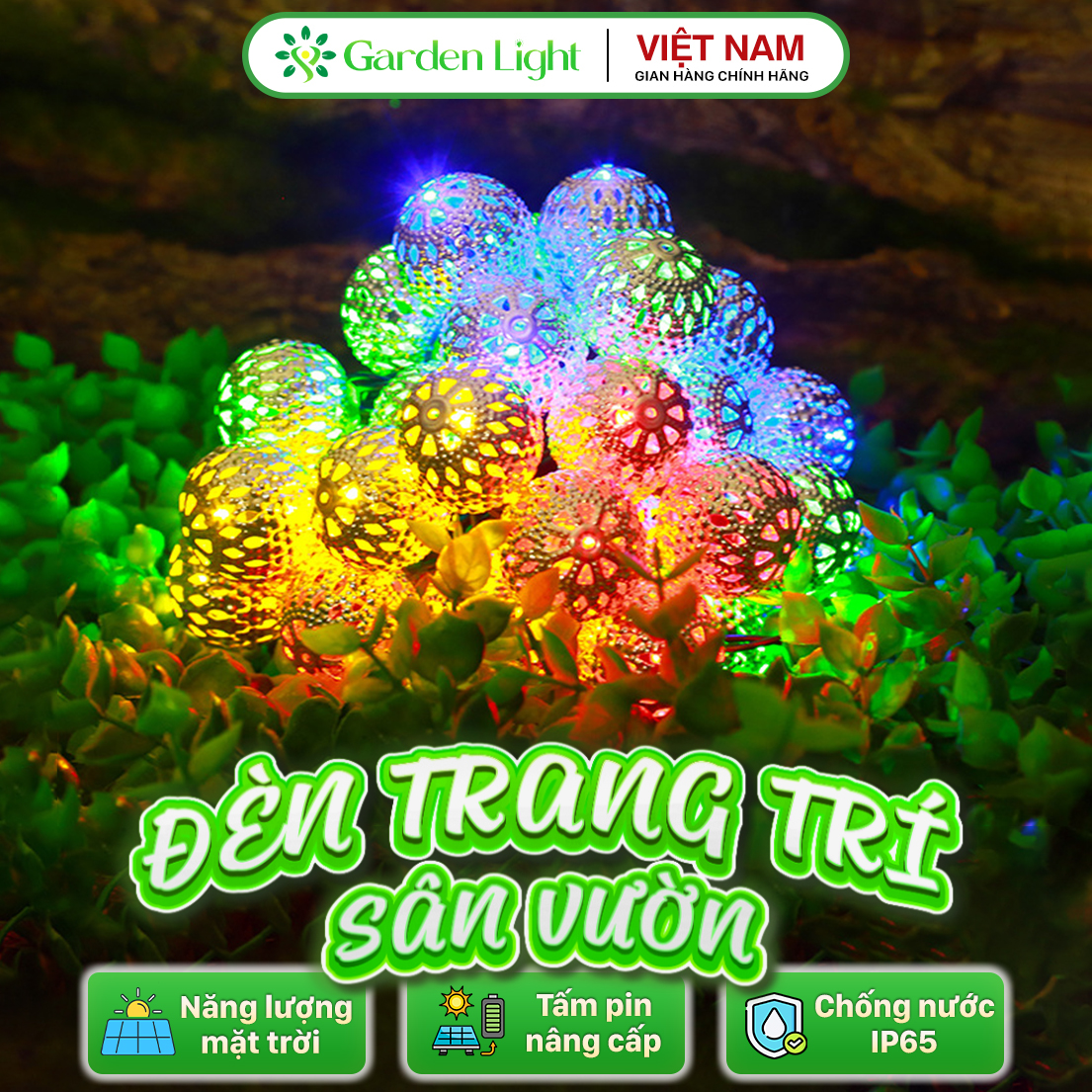 Đèn trang trí năng lượng mặt trời Dây đèn Ma-roc, tích kiệm điện, bóng siêu sáng, chống thấm nước - DA3086