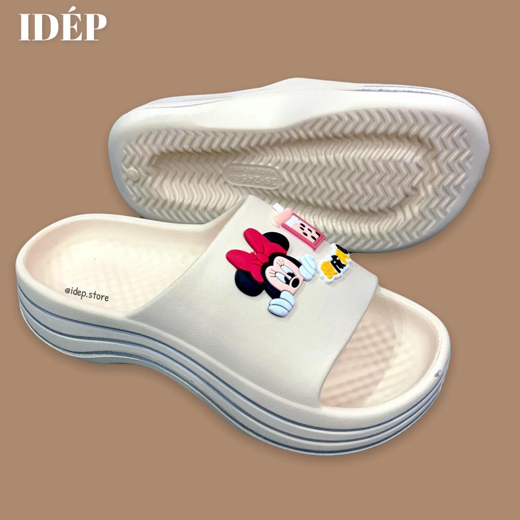Dép bánh mì Trà sữa Gấu đế độn 5cm siêu nhẹ DL238 - Dép cross nữ Baya quai ngang chất EVA iDÉP