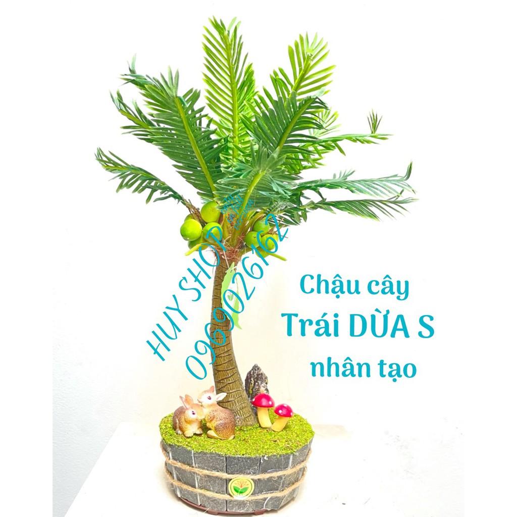 Chậu cây Trái DỪA nhân tạo trang trí nhà cửa