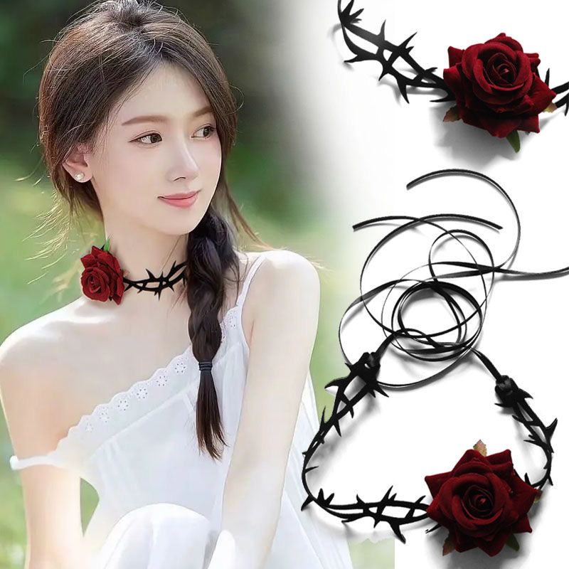 Vòng Cổ Choker Hoa Hồng Gai Góc Cá Tính Sành Điệu