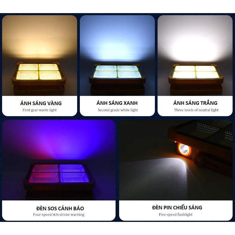 Đèn tích điện 300W siêu sáng sử dụng năng lượng mặt trời hoặc sạc điện đèn xách tay đa năng chống nước
