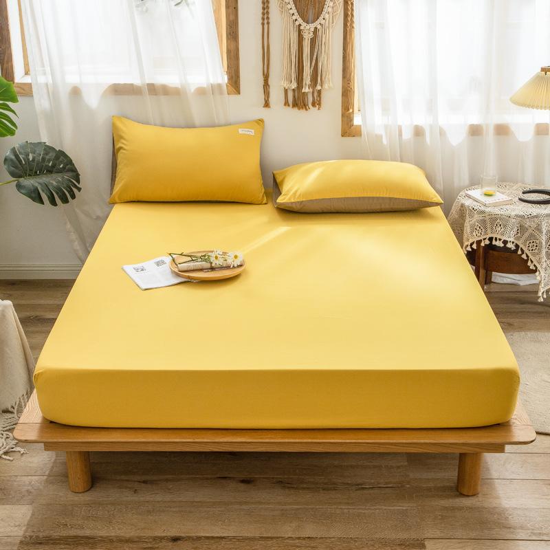 Full Bọc Mềm Trang Bị Bedsheet Đơn Đôi Nữ Hoàng Đồng Màu Bọc Nệm 4 Góc Thun Ga Trải Giường Mùa Thu Đông