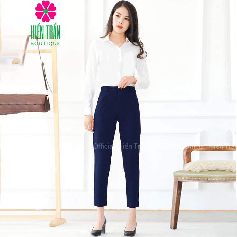 Quần baggy nữ Hiền Trần BOUTIQUE cạp cao chất vải cao cấp âu công sở 3 màu sang trọng tôn dáng