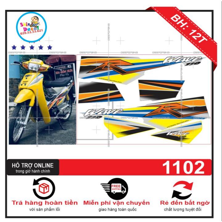 Tem rời wave nhỏ đời đầu chữ R dán xe vàng