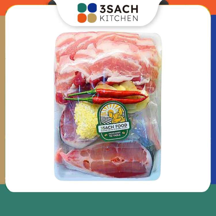 Cá basa kho ba rọi 3S khay 700gr - Nguyên liệu đã được sơ chế