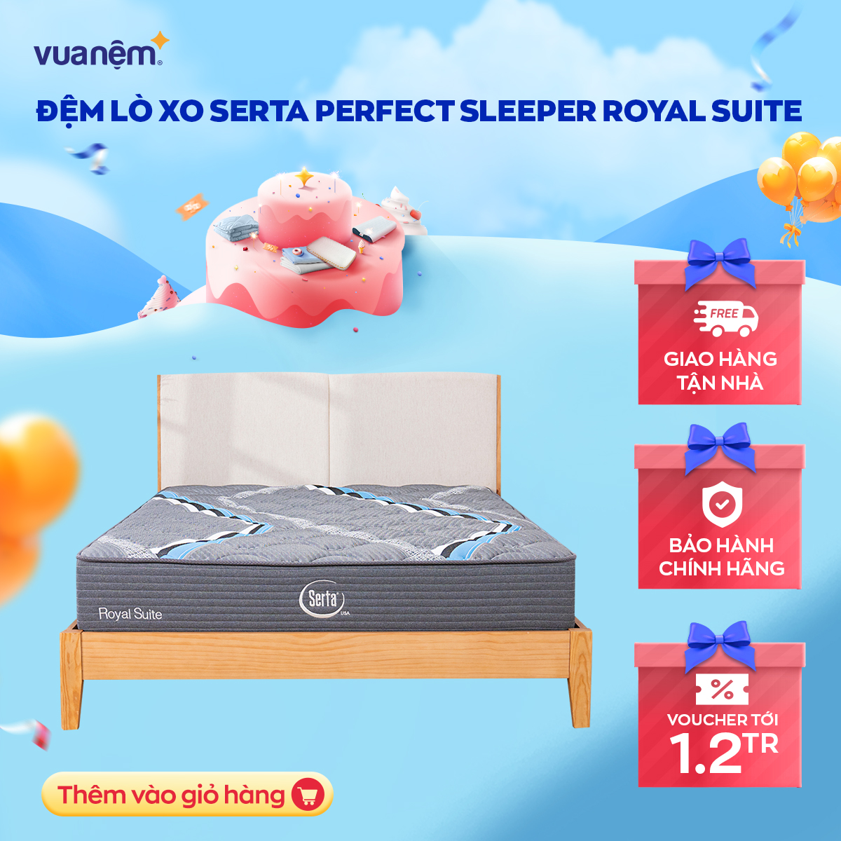 Nệm lò xo nhập khẩu Serta Perfect Sleeper Royal Suite 26 cm