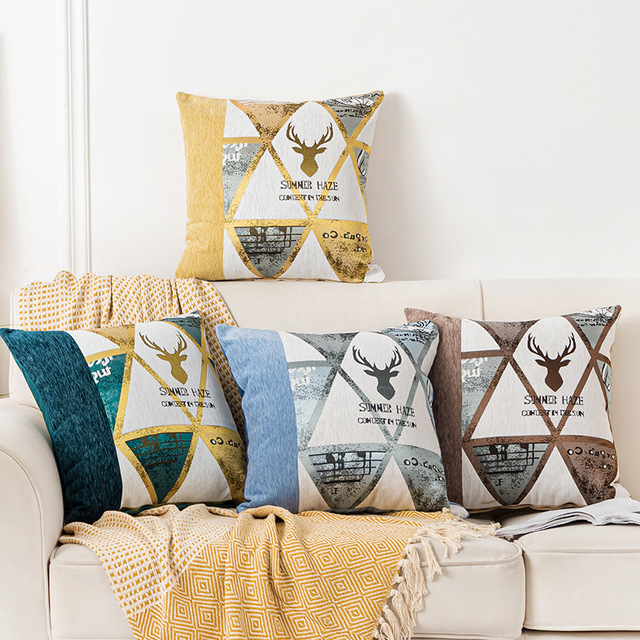 Vỏ Gối Tựa Lưng Dệt Jacquard In Màu Họa Tiết Lá Và Nai