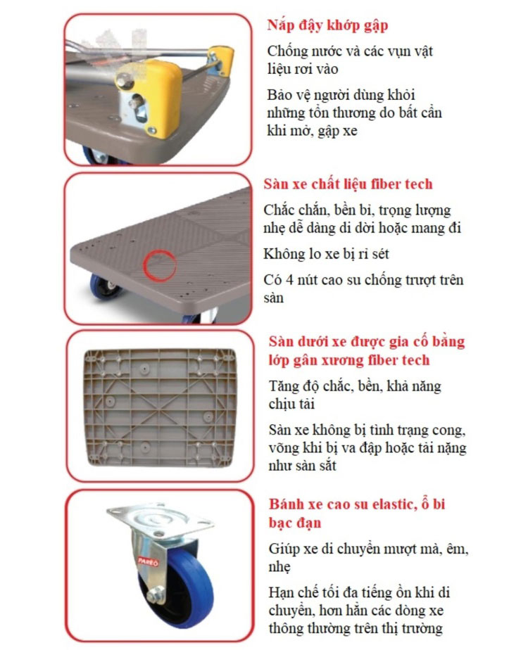 Xe Đẩy Fb Chống Ồn Gấp Gọn Happy Move (300kg)