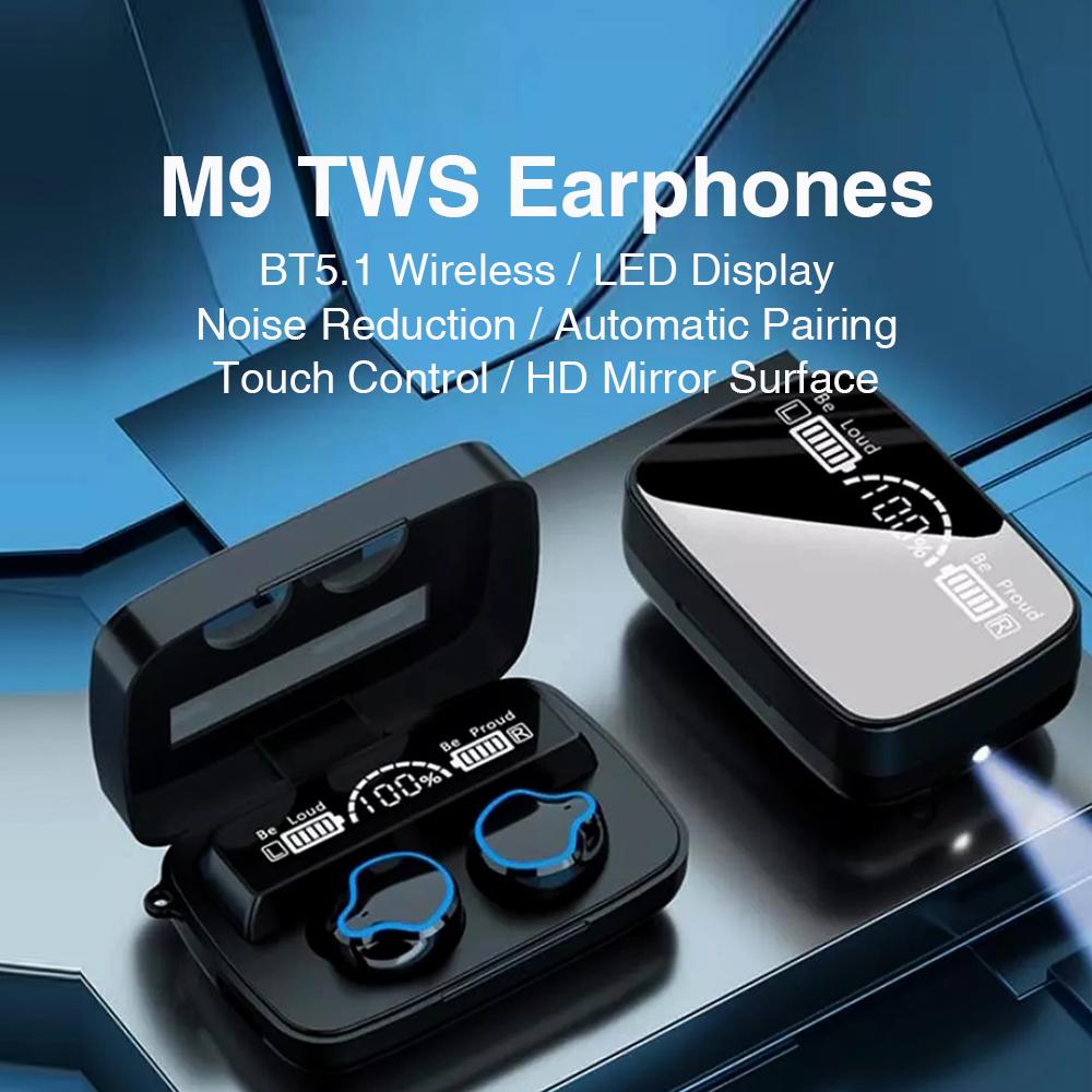 M9 TWS BT5.1 Wireless Earphones Sports Headset LED Display 9D Noise Reduction Touch Control Voice Control IPX7