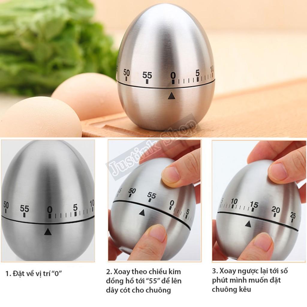 Đồng Hồ Hẹn Giờ Cơ Học Hình Quả Trứng Vỏ Inox Phù Hợp Với Nhiều Công Việc