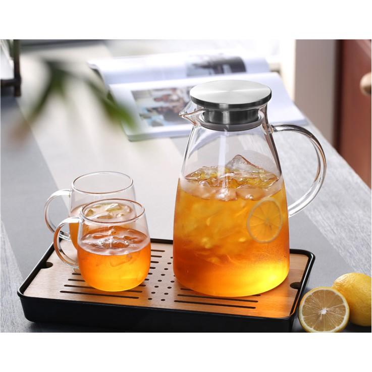 Bộ Bình, Ly Thủy Tinh Chịu Nhiệt Cao Cấp Borosilicate, Nắp Inox 304 Không Ghỉ