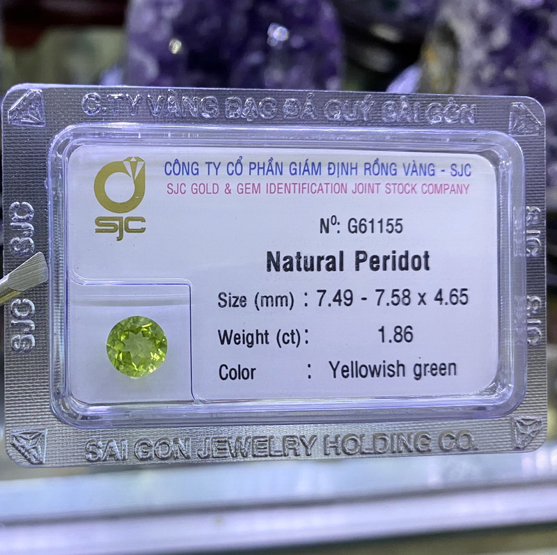 Đá Peridot Ngọc Olivin Tự Nhiên Mài Giác Tròn Kiểm Định
