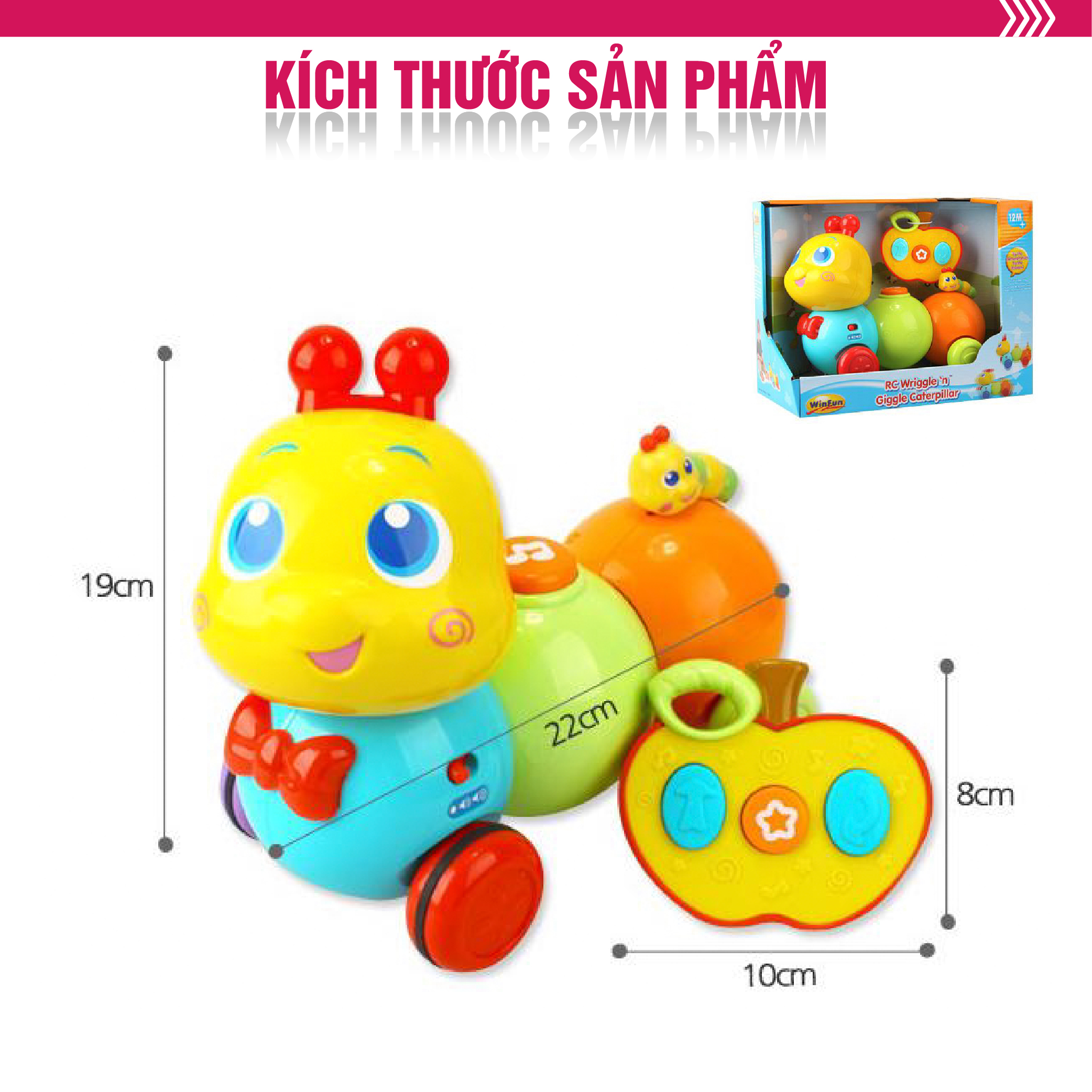 Xe ô tô đồ chơi điều khiển từ xa cho bé hình chú sâu  WINFUN 1140 phát nhạc kích thích các giác quan phát triển - tặng set đồ chơi tắm 2 món