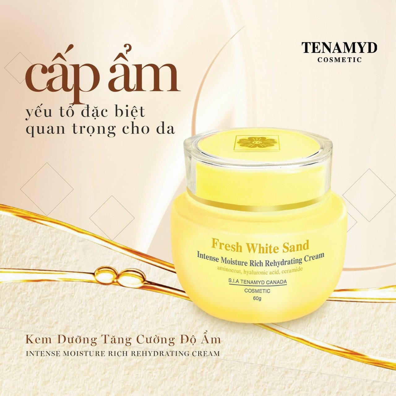 Kem dưỡng tăng cường độ ẩm Intense Moisture Rich Rehydrating Cream Fresh White Sand by TENAMYD 60ml