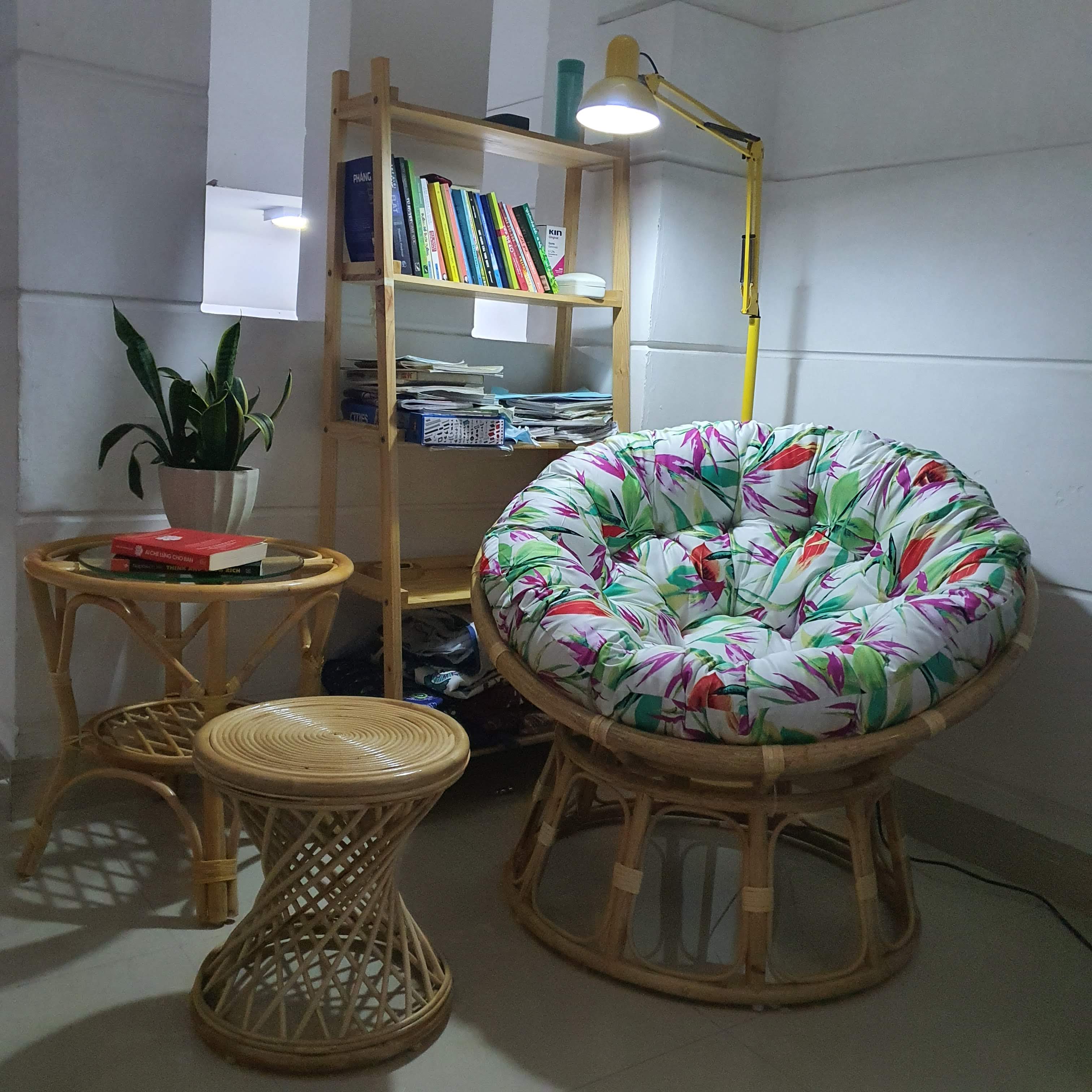 Ghế thư giãn papasan hoạ tiết hoa lá