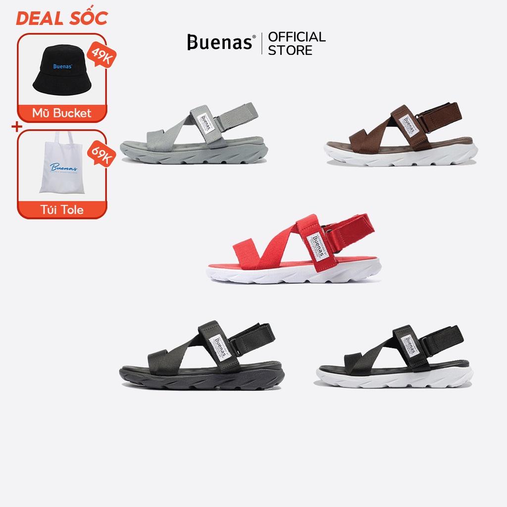 Giày sandal nam nữ unisex đi học quai ngang Buenas Sport S7 đế cao 3 phân