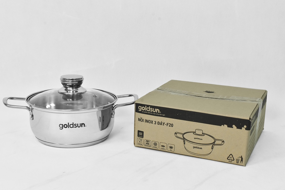 Nồi inox 3 đáy Goldsun F20 GE1204 - Hàng Việt Nam chất lượng cao