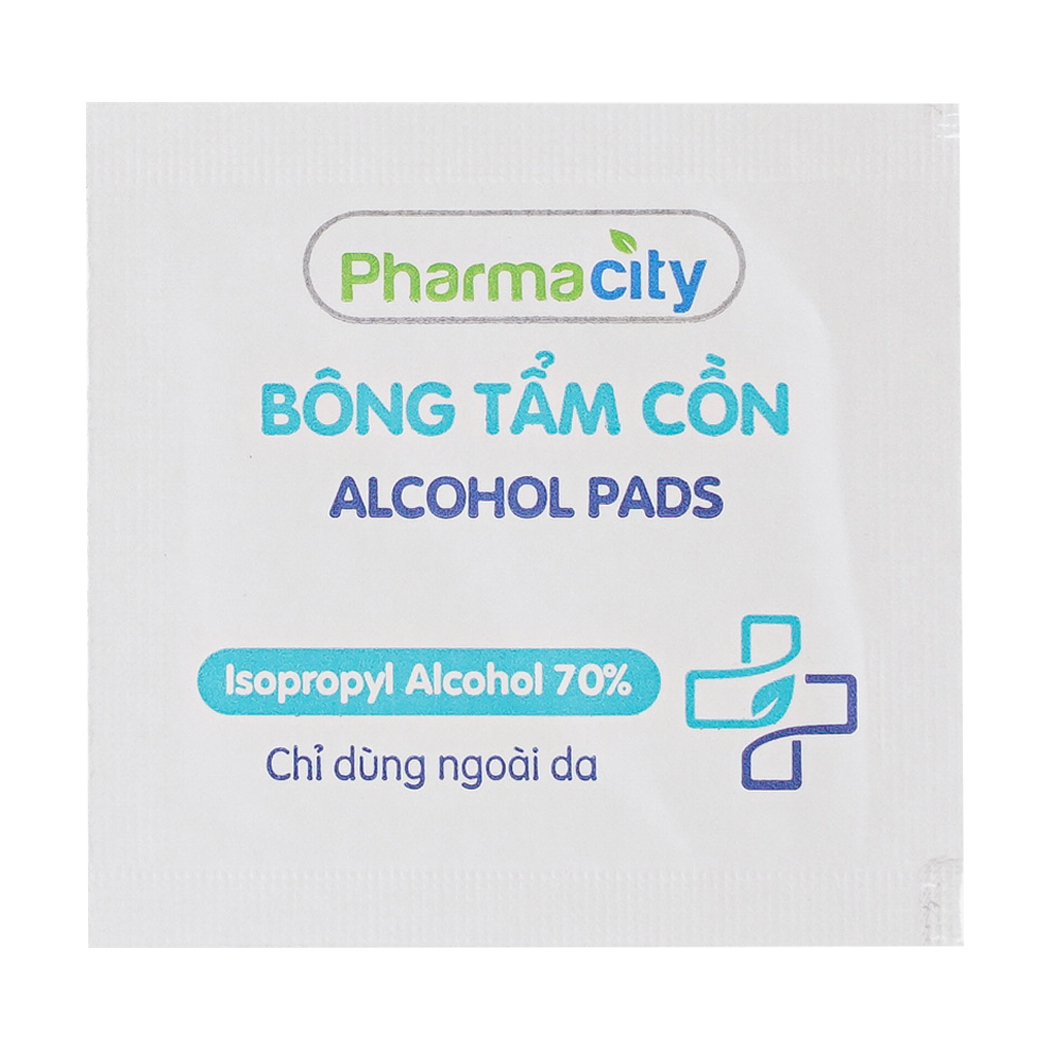 Bông tẩm cồn Pharmacity 30x65mm (Hộp 100 miếng)