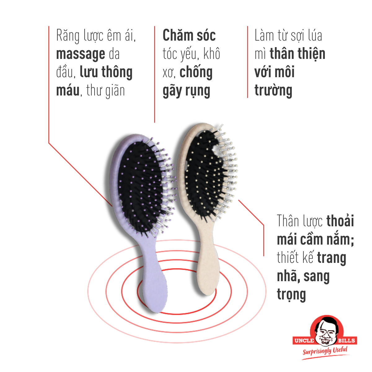 Lược Chải Gỡ Rối Sợi Lúa Mì Uncle Bills AH4594