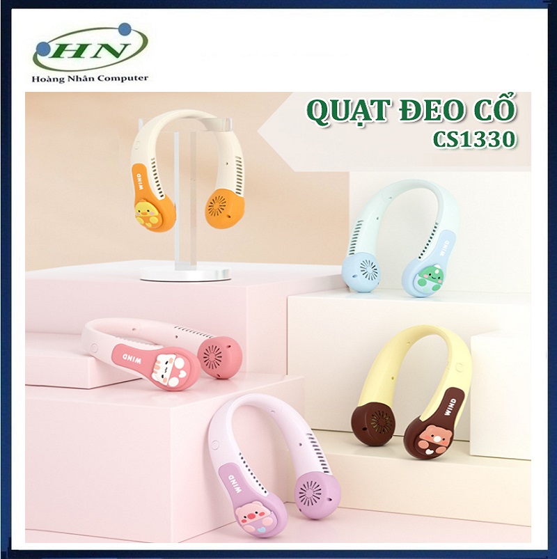 Quạt Đeo Cổ Mini Không Cánh WIND hình thú 2 bên siêu cute CS1330 - HN - GIAO NGẪU NHIÊN