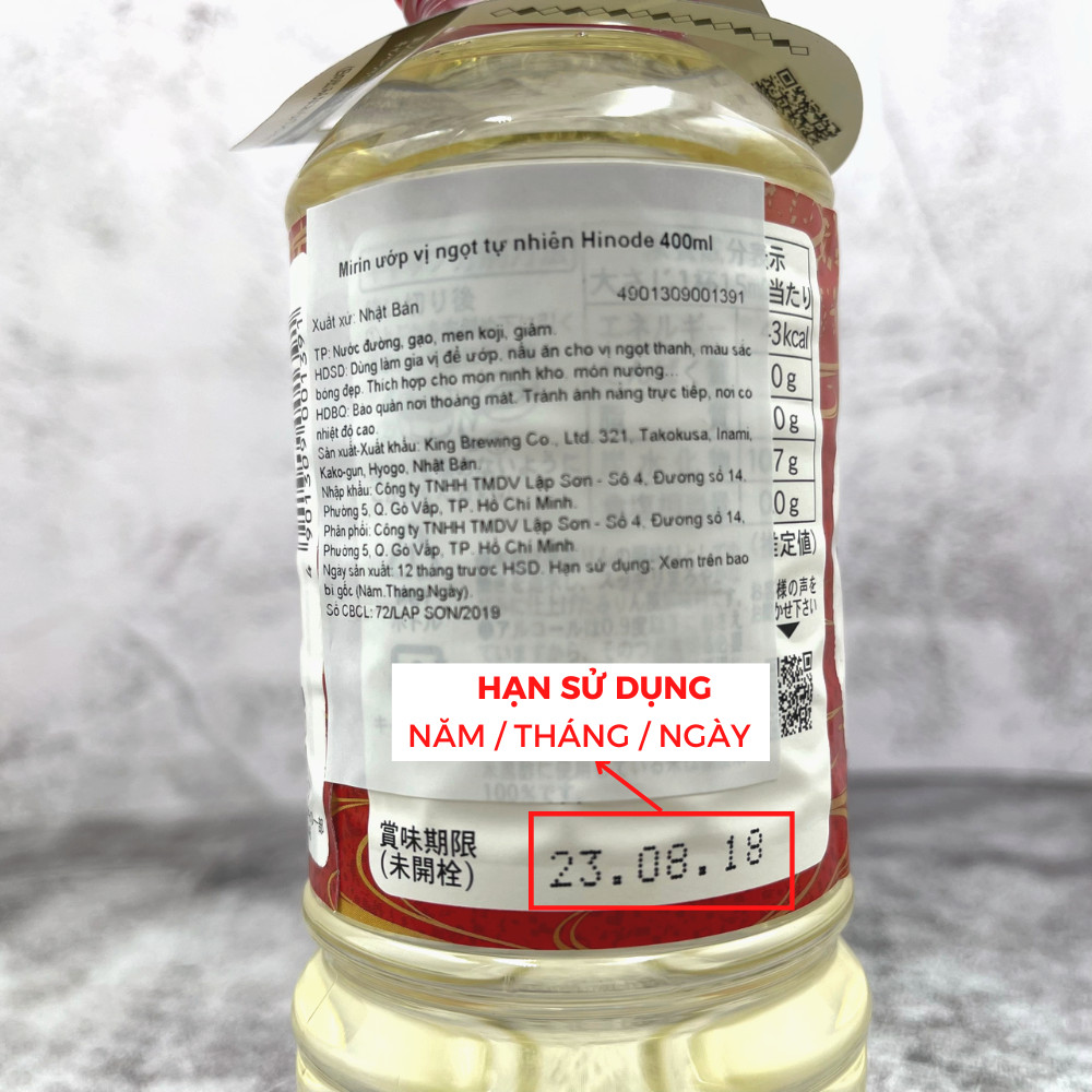 RƯỢU NẤU ĂN MIRIN ƯỚP VỊ NGỌT TỰ NHIÊN HINODE 400ML