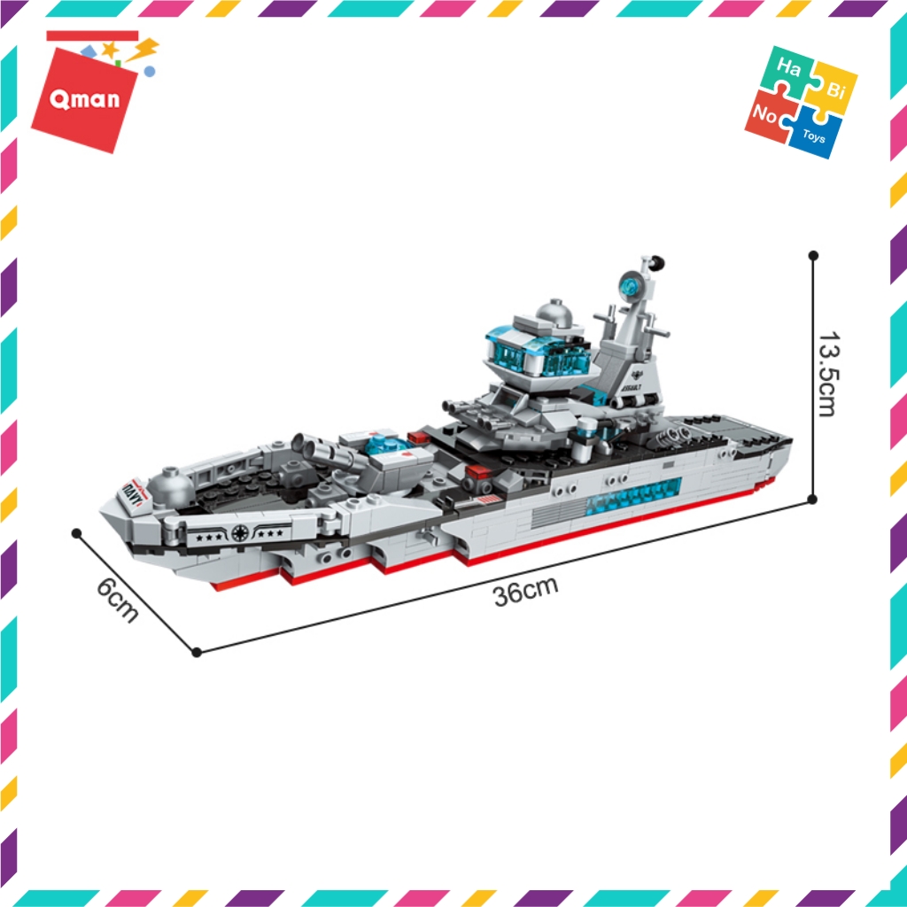 Bộ Đồ Chơi Xếp Hình Thông Minh Lego Quân Sự Qman 710 Mảnh Ghép Tàu Tuần Dương Biển 1411 Cho Trẻ Từ 6 Tuổi 8 Trong 1