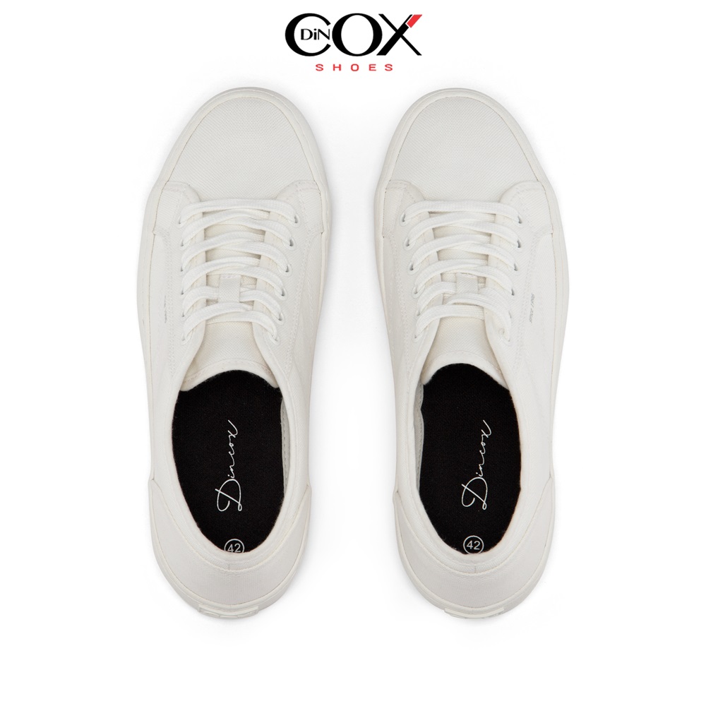 Giày Sneaker Vải Canvas Nam Nữ E18 White Dincox Shoes Sang Trọng