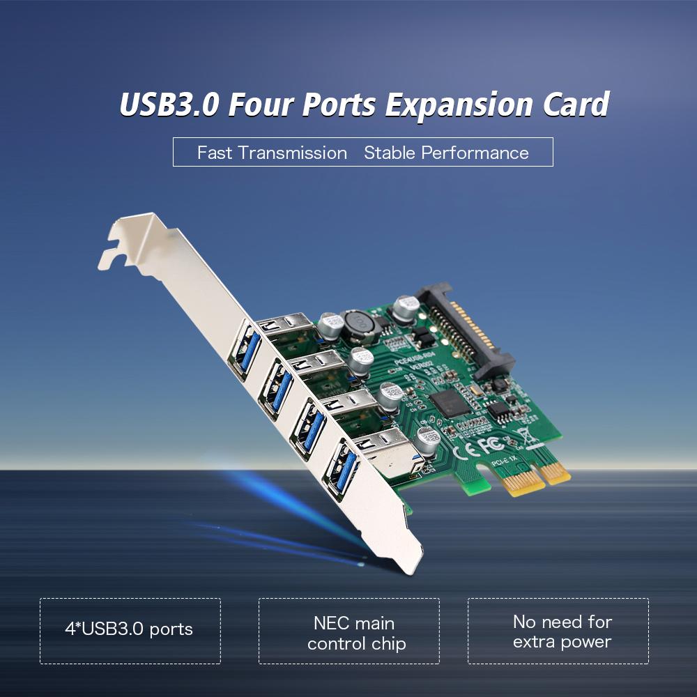 Thẻ mở rộng PCI-E sang USB3.0 Thẻ tiếp hợp PCI-E có giá đỡ