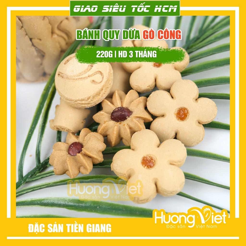 Bánh quy dừa nhân đậu phộng, nhân thơm, bánh dừa nướng miền tây đặc sản Gò Công Tiền Giang thơm béo nước cốt dừa 220g