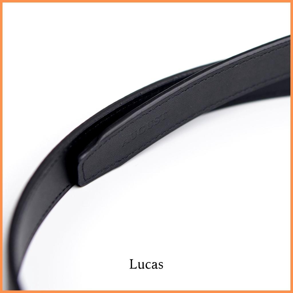 Thắt lưng da bò Lucas nhập khẩu hàng hiệuAugust mặt dây 2.5cm, hợp kim cao cấp, lỗi 1 đổi 1