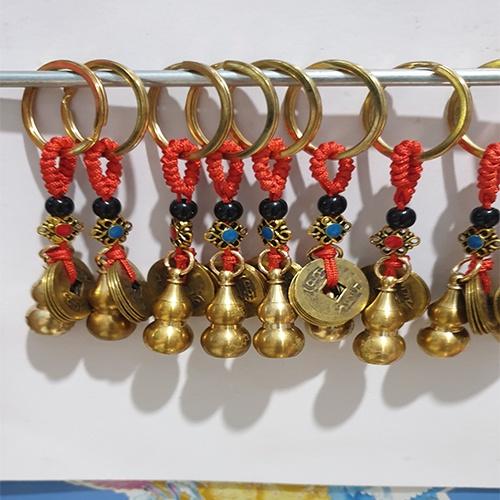 Móc khóa hồ lô đồng & hồ lô đồng không mở đáy & chuông đồng 5 đồng tiền