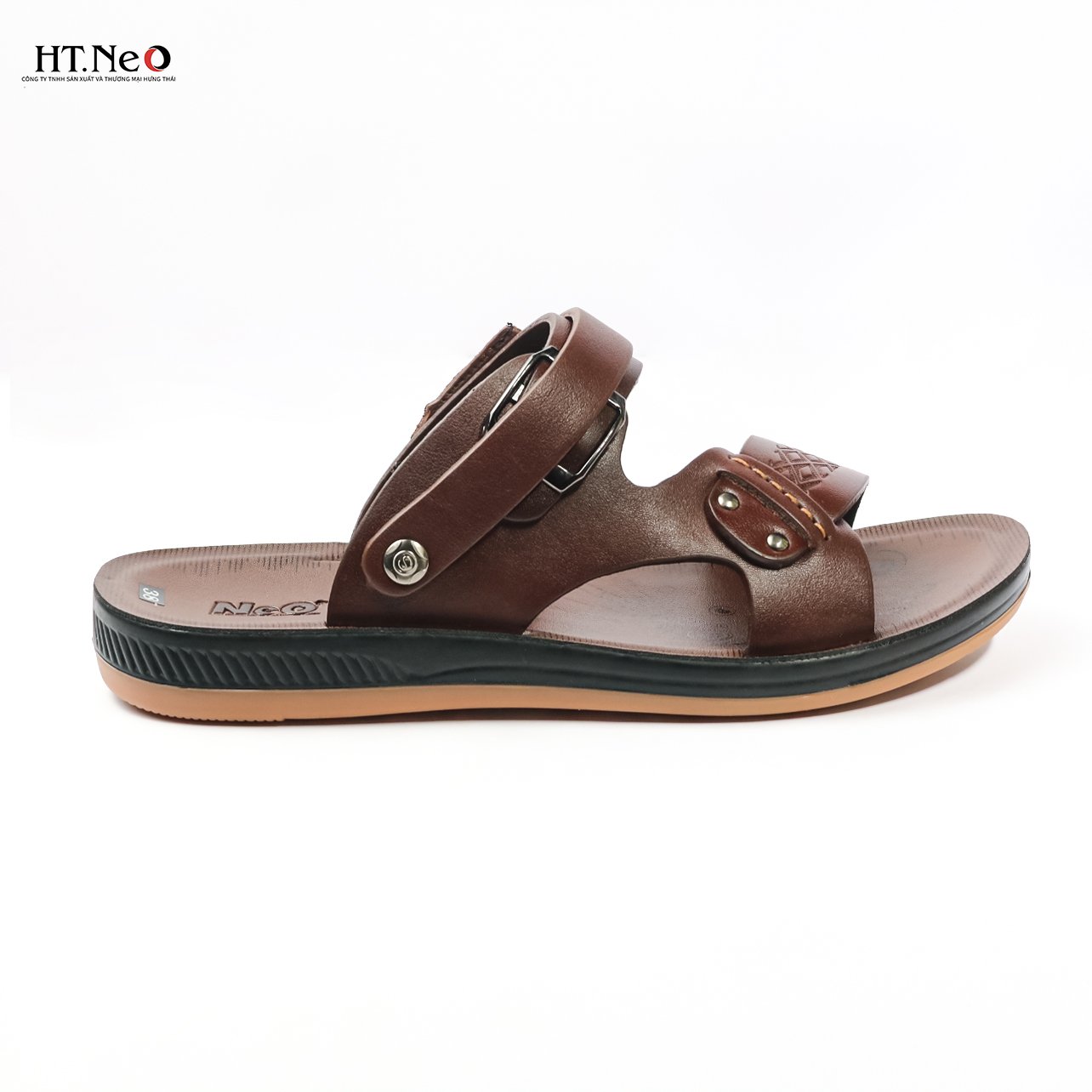 Giày sandal nam - dép nam HT.NEO 100% da bò mềm mại, đế cao su nguyên khối, khâu chân quai siêu chắc SD76