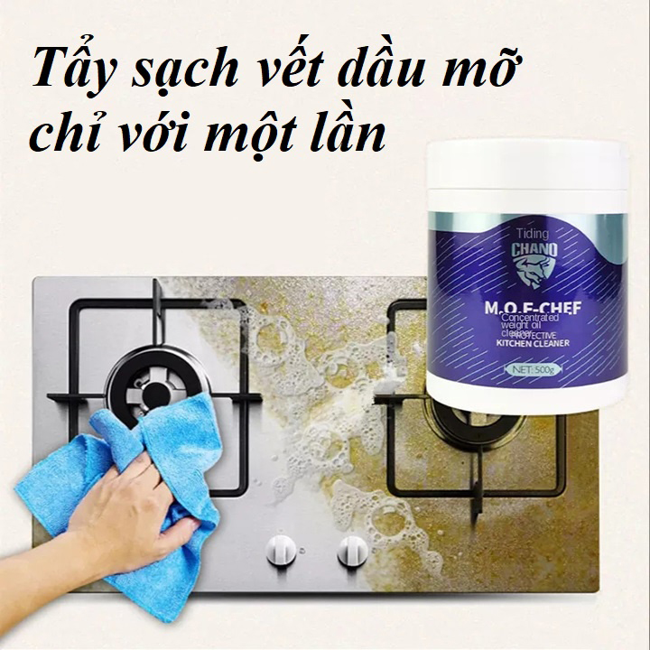 Bột Tẩy Rửa Dầu Mỡ Nhà Bếp MOF Chano 500g Đa Năng Tẩy Sạch Vết Dầu Mỡ Lâu Ngày, Khử Khuẩn Hiệu Quả Tặng Cọ Xoong Nồi