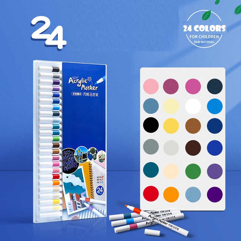 Bút Màu Acrylic Marker 12/24/36/48/60 Cao Cấp Màu Sắc Tươi Sáng, Bút Lông Màu - Hàng Nhập Khẩu