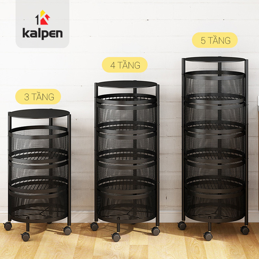 KỆ XOAY TRÒN Đựng Rau Củ Đồ Dùng Đa Năng Thông Minh 3,4,5 Tầng Kalpen, Bh 24 Tháng
