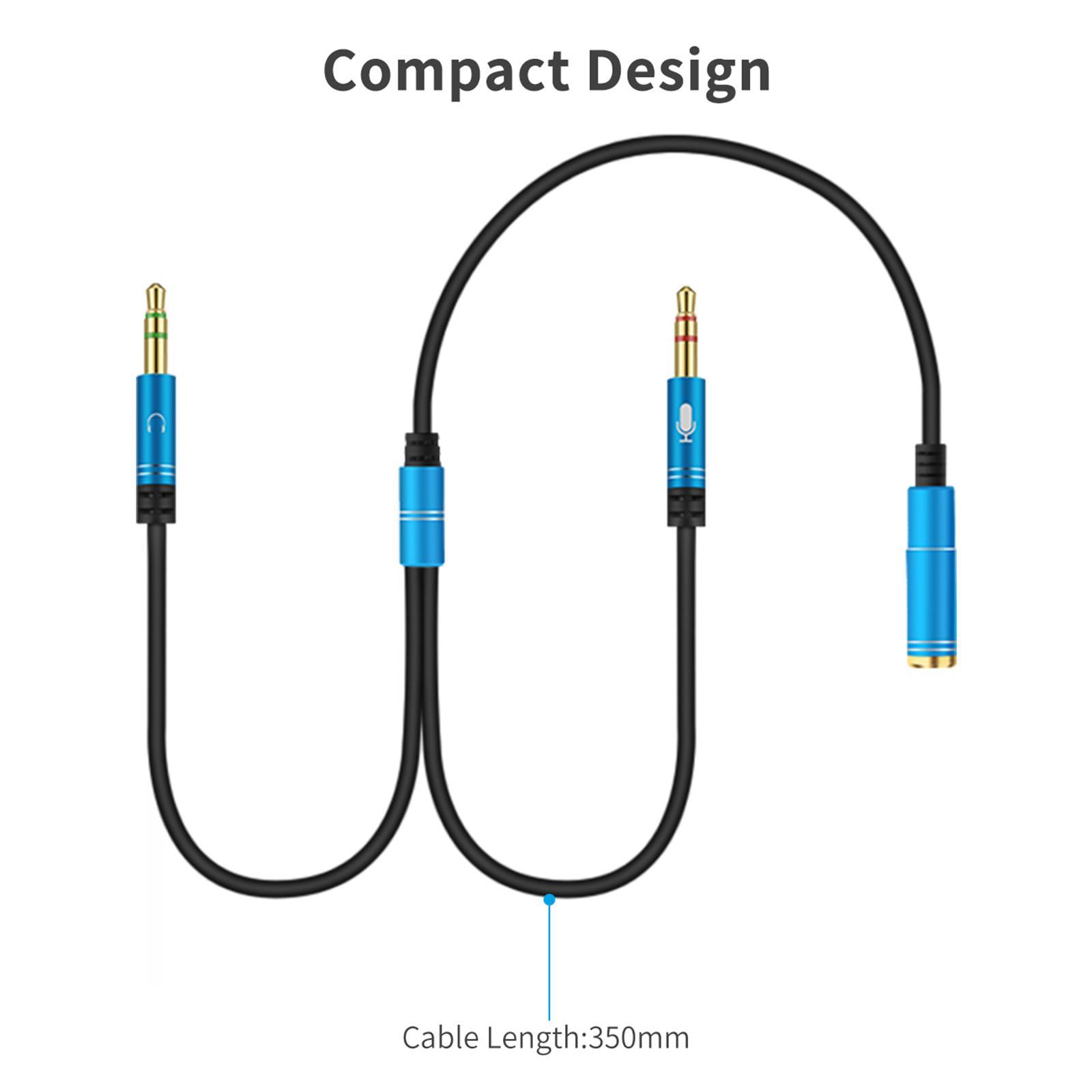 Splitter Audio Cable 0.3M Stereo Cables for Microphone PC