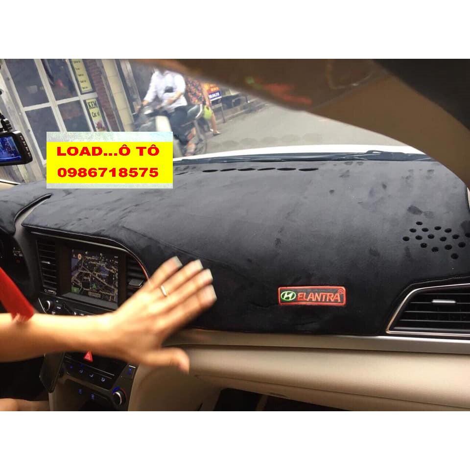 Thảm Taplo Chống Nắng Xe Huyndai Elantra 2022-2018 Mẫu Da Carbon, Nhung Lông Cừu Cao Cấp