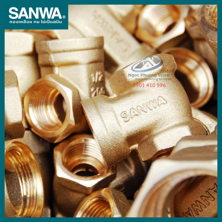 Van cửa đồng, van khóa nước SANWA THÁI LAN 21mm, 27mm, 34mm có hóa đơn VAT