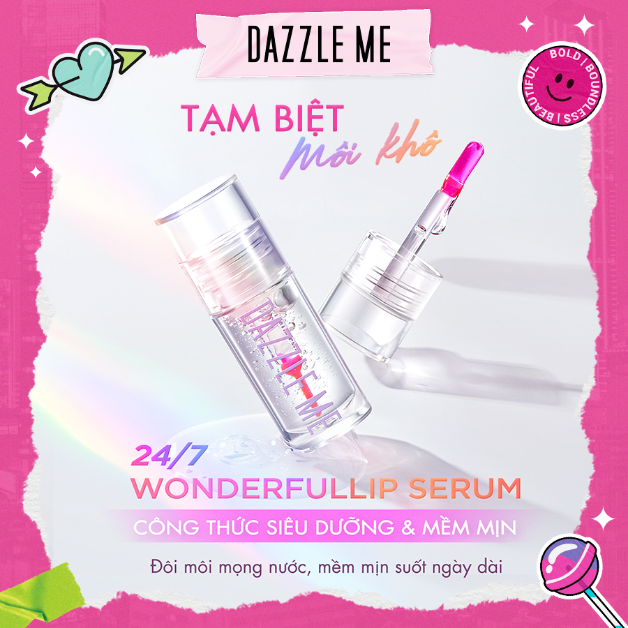 DAZZLE ME Serum Dưỡng Môi Lip Serum 24/7 Dưỡng Ẩm, Làm Mềm Môi Wonderfullip Serum 2.5g