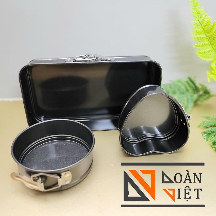 Bộ Khuôn Gài Chống dính Hình Tim - Tròn - Chữ Nhật. Khuôn Bánh Bông Lan. Dụng cụ bếp KHUÔN ĐẾ RỜI Thép Cacbon Không Dính
