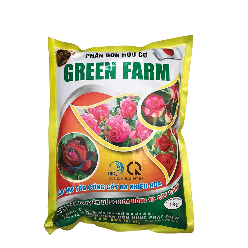 Phân bón hữu cơ hoa hồng và cây kiểng Green Farm - Gói 1kg