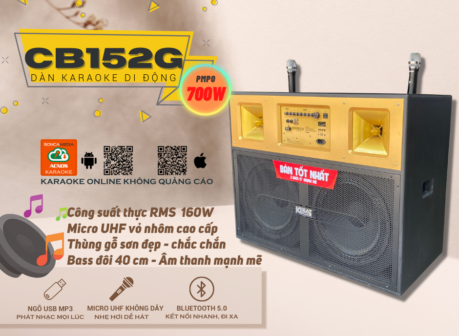 [HÀNG CHÍNH HÃNG] Dàn karaoke di động ACNOS CB152G