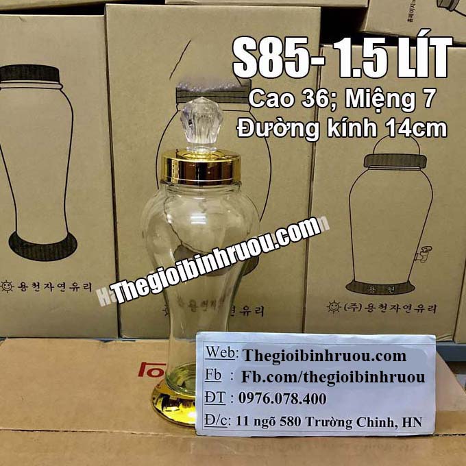 Bình thủy tinh ngâm sâm Hàn Quốc 1,5 lít