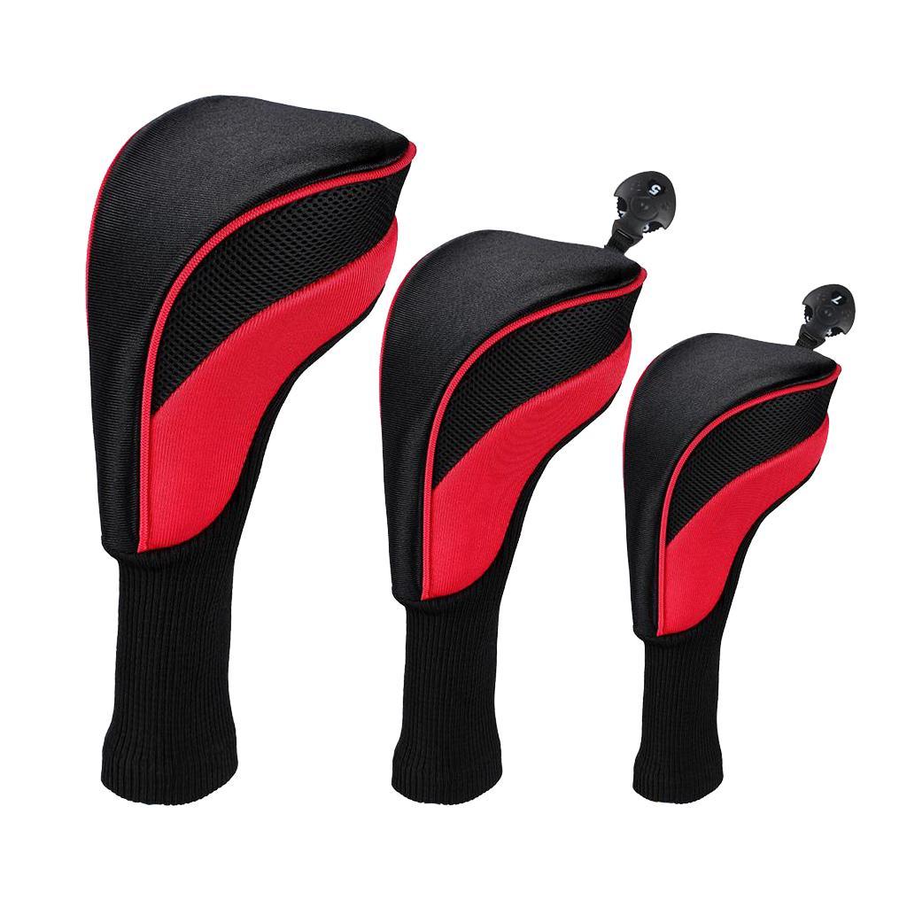 3pcs Golf Club Headcover 460cc Hybrid Driver Wood Head Cover No. 1 3 5