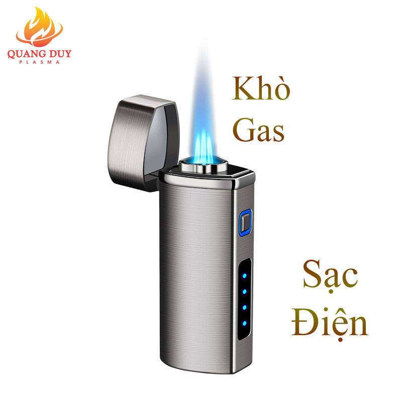 Bật lửa khò 3 tia công tắt điện đánh lửa sạc pin, bơm gas sử dụng độc đáo và tiện lợi