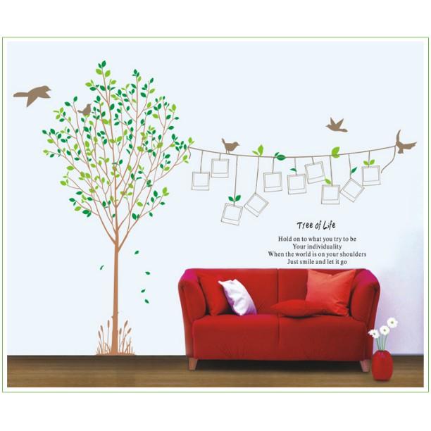 Decal trang trí tường - Cây Lá mỏng kèm dây khung hình xinh xinh