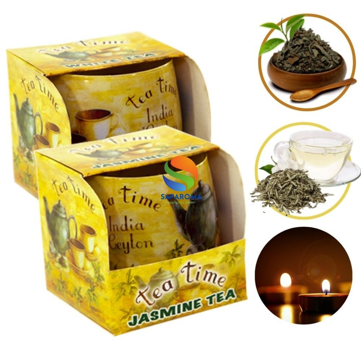 Combo 2 ly nến thơm tinh dầu Bartek Tea Time 100g - trà hoa nhài, nến trang trí, thơm phòng, thư giãn, hỗ trợ khử mùi (giao mẫu ngẫu nhiên)