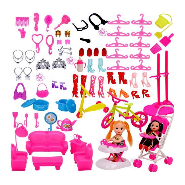Set Phụ Kiện Thời Trang 108 Chi Tiết Thời Trang + Tặng Phụ 02 Búp Bê Chi Bi