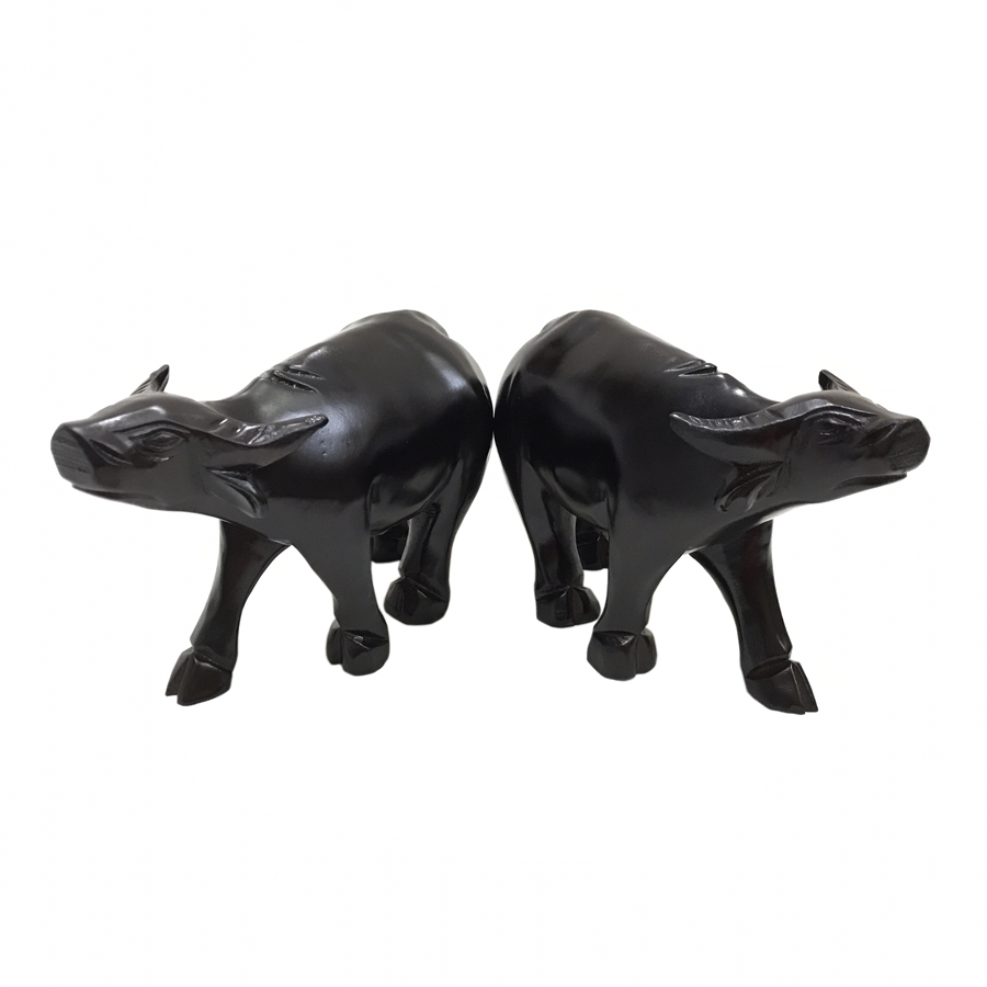 Tượng đá con trâu trang trí phong thủy nhà cửa trang trí bàn làm việc - cao 16cm - Màu xanh lục bích