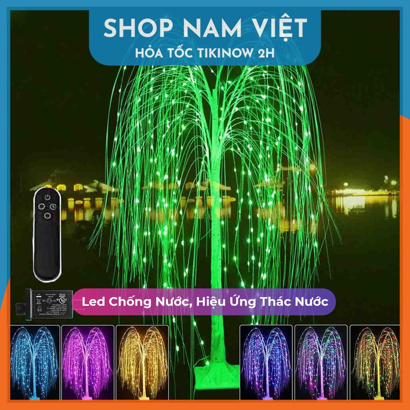 Cây Liễu Đèn Led Trang Trí Noel, Có Thể Gấp Gọn, Trang Trí Ngoài Trời